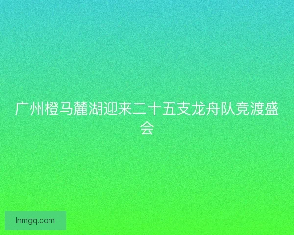 广州橙马麓湖迎来二十五支龙舟队竞渡盛会